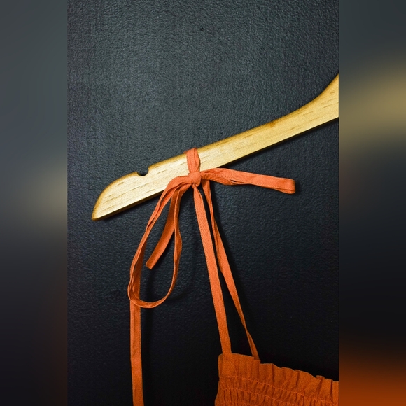 Lost + Wander Orange Paradiso Tiered Midi Maxi Tie Back Dress Size M Boho Summer - Picture 6 of 9